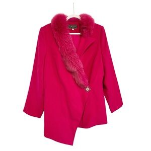 Vintage Daniela by Niecy’s Hot Pink Coat with Faux Fur Collar Size 18
